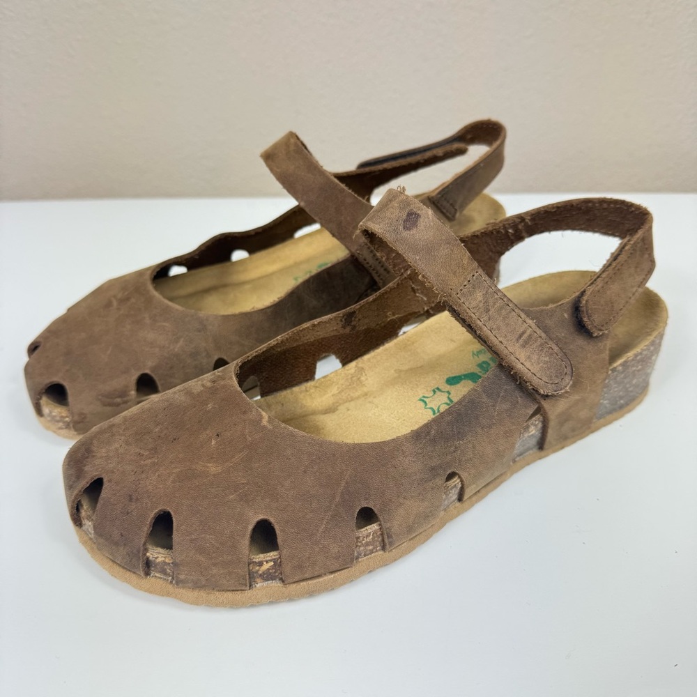 Bionatura leather Mary Jane cork heel shoes Brown Comfort